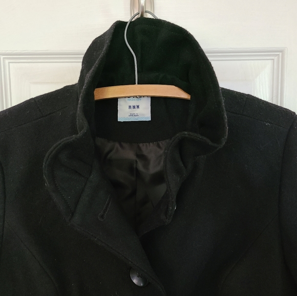 ⭐️Old Navy⭐️Classic Black Ruffled Wool Pea Coat Size Medium - Picture 2 of 9